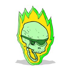 cartoon flaming pirate skull N5