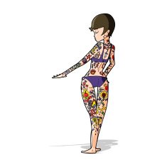 cartoon bikini girl covered in tattoos N3