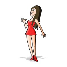cartoon woman in pink dress N4
