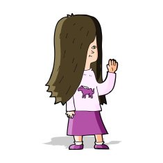 cartoon girl with pony shirt waving N4