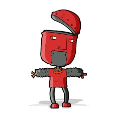 funny cartoon robot with open head N4