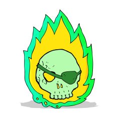 cartoon burning skull N5