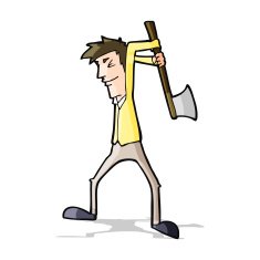 cartoon man swinging axe N4