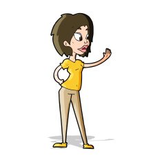 Cartoon Woman Waving N97