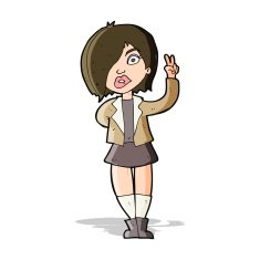 cartoon cool girl giving peace sign N4