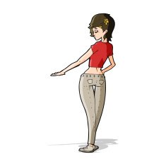cartoon pretty girl in jeans and tee N4