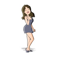 cartoon pretty woman in cocktail dress N4
