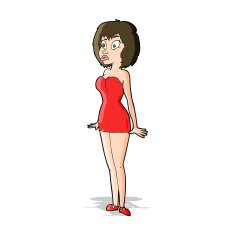 cartoon surprised woman in short dress N4