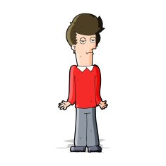 cartoon bored man shrugging shoulders N4