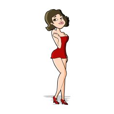 cartoon attractive woman in short dress N4