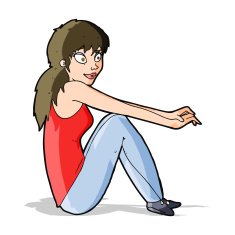 cartoon happy woman sitting N6