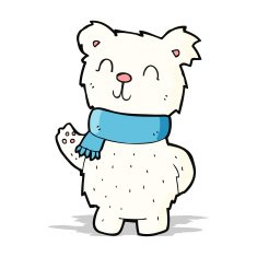cartoon waving polar bear N13