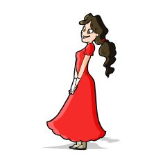cartoon pretty woman in dress N16