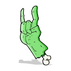 cartoon zombie hand making rock symbol N3