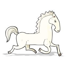 cartoon running white stallion N2