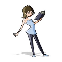 cartoon woman reading book N4