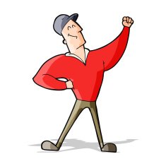 cartoon man striking heroic pose N4