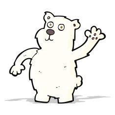 cartoon waving polar bear N14