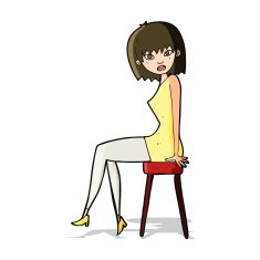 cartoon woman sitting on stool N7