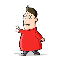 cartoon nervous man with tickets N4