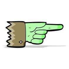 cartoon pointing halloween hand symbol