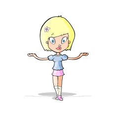 cartoon woman making balancing gesture N4
