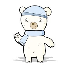 cartoon waving polar bear N16