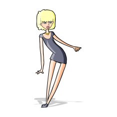 cartoon woman in dress leaning N4