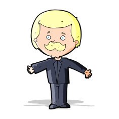 cartoon mustache man with open arms N4