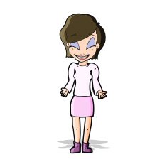 cartoon happy woman shrugging shoulders N5