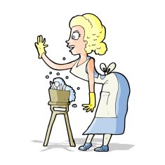 cartoon housewife washing up N4