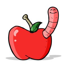 Cartoon Apple With Worm N30