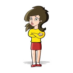 cartoon woman with folded arms N10