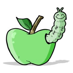 cartoon apple with bug N10