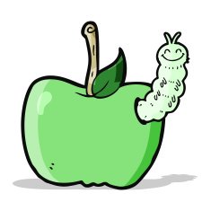 cartoon apple with bug N11