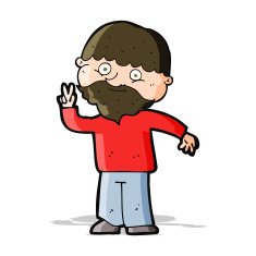 Cartoon Man Giving Peace Sign N19