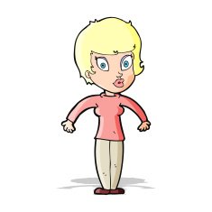 cartoon woman shrugging shoulders N148