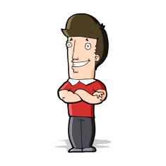 cartoon man with folded arms grinning N4