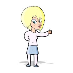 cartoon woman making welcome gesture N4