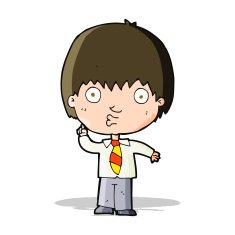 cartoon school boy answering question N16