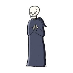 cartoon skeleton in black robe N3