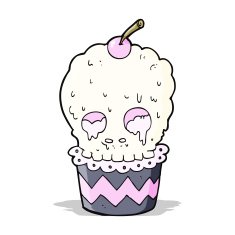 spooky skull cupcake cartoon N4