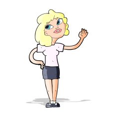 Cartoon Woman Waving N98