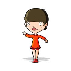 cartoon waving woman N40