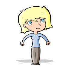 cartoon woman shrugging N17