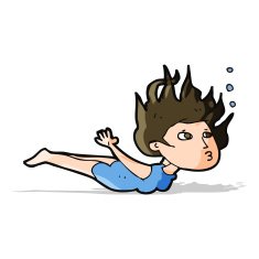 cartoon woman swimming underwater N5