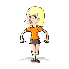 cartoon woman shrugging shoulders N150