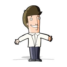 cartoon grining man with open arms N4