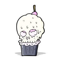 cartoon spooky skull cupcake N4