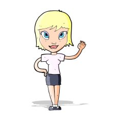 Cartoon Woman Waving N99
